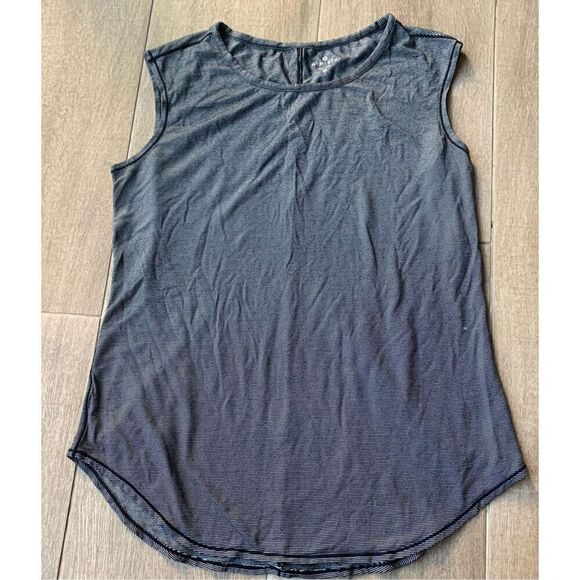 Athleta Shanti Micro black white Stripe tencel Tank Top Shirt sz M - Picture 1 of 5
